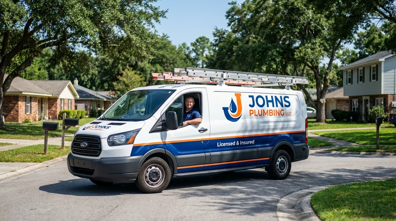 Johns Plumbing LLC service van in Kingsland, GA