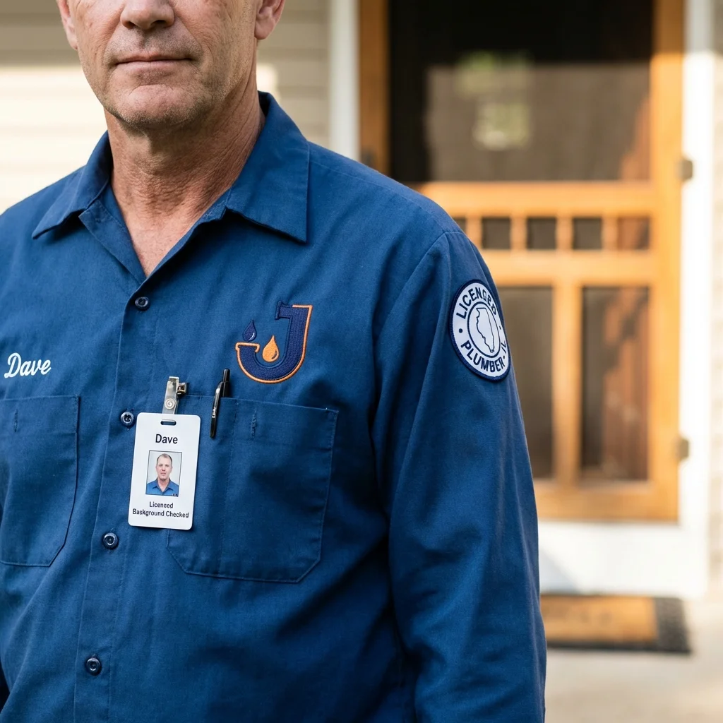 Licensed plumber showing ID badge in Kingsland, GA