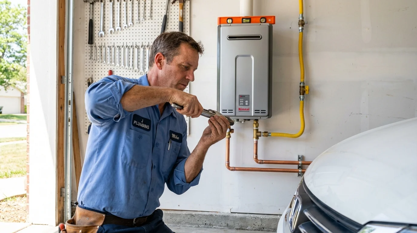 Tankless water heater installation by a Johns Plumbing LLC plumber in Kingsland